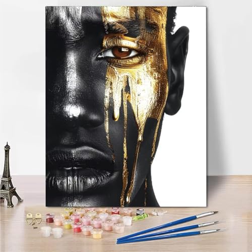 RNXAOPEN Malen Nach Zahlen Erwachsene Kind Malen Nach Zahlen Black Face Faltenfreie Leinwand Acryl Pigment Home Deko Geburtstag Festival Geschenk 50x65cm 5387-0 von RNXAOPEN