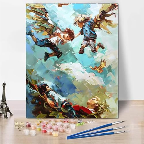 RNXAOPEN Malen Nach Zahlen Erwachsene Kind Malen Nach Zahlen Boy Wing Faltenfreie Leinwand Acryl Pigment Home Deko Geburtstag Festival Geschenk 70x95cm 8147-6 von RNXAOPEN