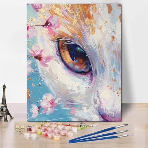 RNXAOPEN Malen Nach Zahlen Erwachsene Kind Malen Nach Zahlen Cat Face Faltenfreie Leinwand Acryl Pigment Home Deko Geburtstag Festival Geschenk 70x95cm 5907-6 von RNXAOPEN