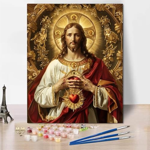 RNXAOPEN Malen Nach Zahlen Erwachsene Kinder Malen Nach Zahlen Religion Jesus - Paint by Numbers Basteln DIY Bastelset 60x80cm ohne Holzrahmen 3743-1 von RNXAOPEN