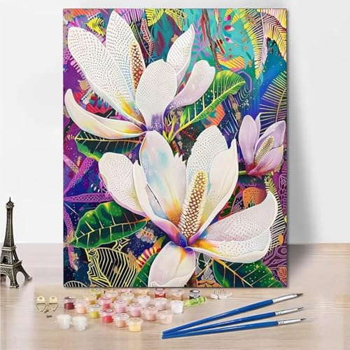 RNXAOPEN Malen Nach Zahlen Erwachsene kinder Anfänger Malen Nach Zahlen zur, Lily Plant DIY Handgemalt Ölgemälde Kit Paint by Numbers Adult Mit - Acrylfarbe knitterfreie Leinwand Kit - 70x95cm 4521-0 von RNXAOPEN