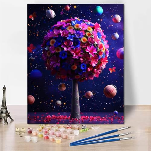 RNXAOPEN Malen Nach Zahlen Kinder Erwachsene Anfänger, Planet Flower Malen Nach Zahlen Handgemalt Ölgemälde Kit für Mädchen Jungen ab Jahre, DIY Kindergeburtstag Geschenk, Ohne Rahmen 60x80cm 4331-H von RNXAOPEN