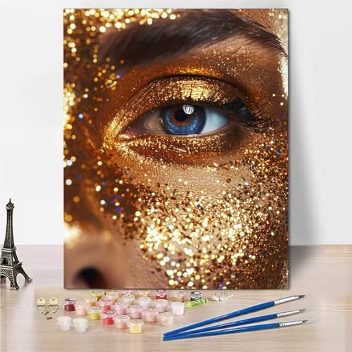 RNXAOPEN Malen Nach Zahlen Kinder Erwachsene - Face Eye - DIY Ölgemälde Faltenfreie Leinwand 3 Holzbürsten und Hochwertige Acrylfarbe Geschenk 60x80cm 5381-5 von RNXAOPEN