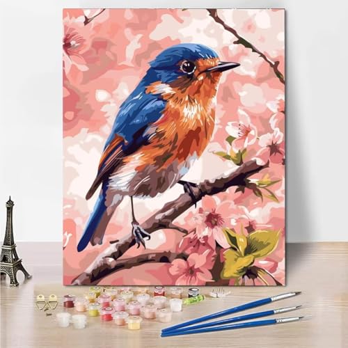 RNXAOPEN Malen Nach Zahlen ab 5 6 7 Jahre Mädchen - Paint by Numbers Adult 100x130cm Malen Nach Zahlen für Kinder Acrylfarben mit als Geschenk,Mittel Peach Blossom Bird 5733-L von RNXAOPEN