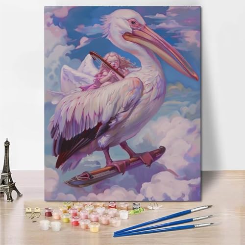 RNXAOPEN Malen Nach Zahlen ab 5 6 7 Jahre Mädchen - Paint by Numbers Adult 30x40cm Malen Nach Zahlen für Kinder Acrylfarben mit als Geschenk,Mittel Bird Angel 4013-5 von RNXAOPEN