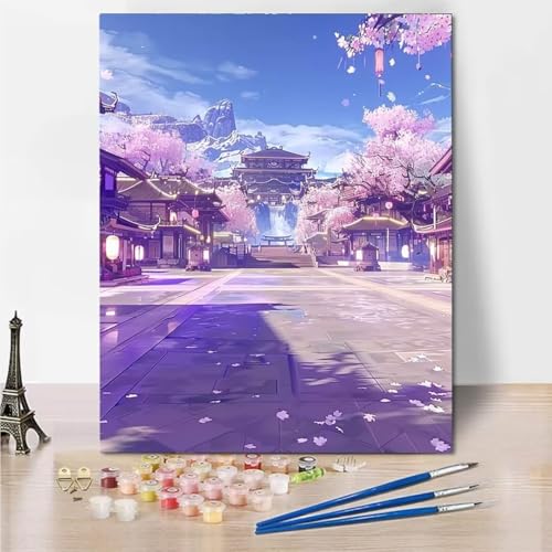 RNXAOPEN Malen Nach Zahlen ab Jahre Mädchen und Junge, Malen Nach Zahlen für Kinder Pinsel und Acrylfarben, 70x95cm Malen Nach Zahlen Erwachsene Leinwand Japan Street 6817-9 von RNXAOPEN