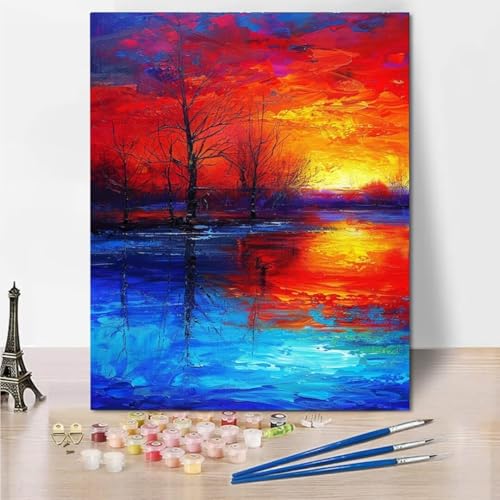 RNXAOPEN Malen Nach Zahlen für Erwachsene, Fire Cloud DIY Leinwand Ölgemälde Kit für Kinder mit Pinseln Acrylpigment Zeichnung Lackierung 70x95cm 5585-E von RNXAOPEN