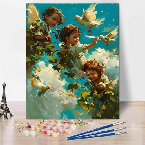 RNXAOPEN Malen Nach Zahlen für Erwachsene, Plant Angel DIY Leinwand Ölgemälde Kit für Kinder mit Pinseln Acrylpigment Zeichnung Lackierung 30x40cm 8185-8 von RNXAOPEN