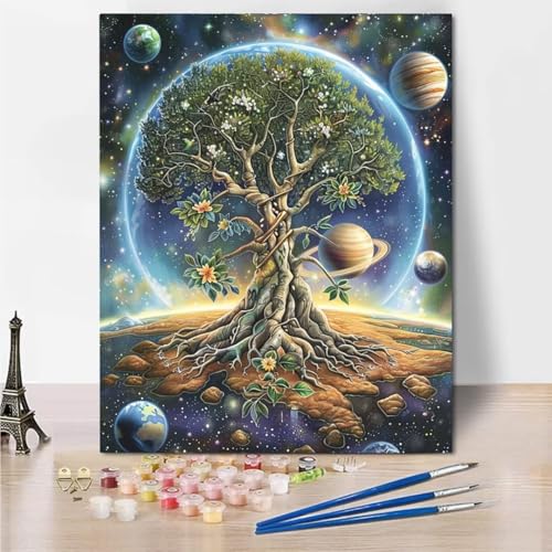 RNXAOPEN Malen Nach Zahlen für Erwachsene Tree Of Life Starry Sky - Paint by Numbers Basteln DIY Bastelset Malen Nach Zahlen Leinwand für 70x95cm Kinder Malen Nach Zahlen 4339-1 von RNXAOPEN