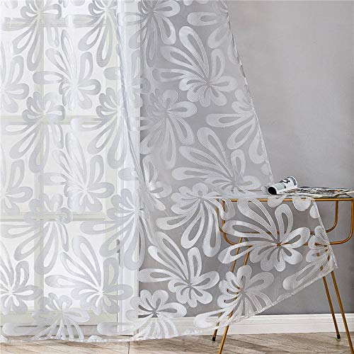 ROAQT Gardinen Frohe Weihnachten Wine Sheer Vorhänge Luxus Geometrische Tüll Für Fenster Red Voile Tüll Vorhänge Für Wohnzimmer Schlafzimmer Küche-Grau_1 Pcs B150 X H250_Tülle von ROAQT