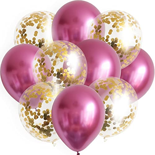 10x Luftballons Set 12' Pink Gold Metallic Konfetti Geburtstag Hochzeit Ballons von ROB'S BALLOONS