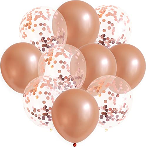 10x Luftballons Set Rosé Konfetti Metallic Geburtstag Deko Party Hochzeit JGA, Farbe:Rosé von ROB'S BALLOONS