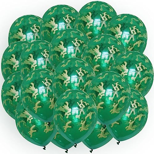 50 Stk. Premium Luftballons Bio Camouflage Tarn Armee 12' Party Geburtstag Grün Set von ROB'S BALLOONS