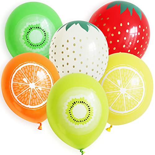 6 Stk. Premium Luftballons Bio Früchte 12' Sommer Kiwi Erdbeere Zitrone Orange Set von ROB'S BALLOONS