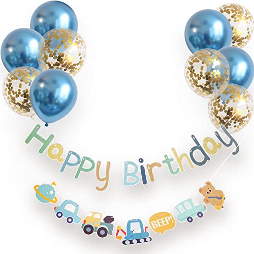 Girlande Luftballons Geburtstag Banner Jungs Baby Blau Happy-Birthday Kinder Deko Party Flag von ROB'S BALLOONS