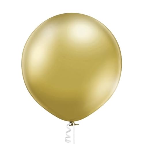 Luftballon XL 60 cm Latex Pastell Chrom Metallic Riesen Ballon Geburtstag Deko Party Bio Latex, Farbe:Gold Chrome von ROB'S BALLOONS