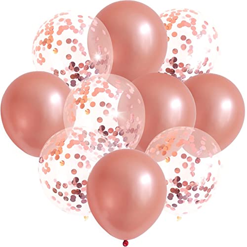 ROB'S BALLOONS 10x Luftballons Set Konfetti Metallic Geburtstag Ballons Deko Party Hochzeit DIY, Farbe:Rosé von ROB'S BALLOONS