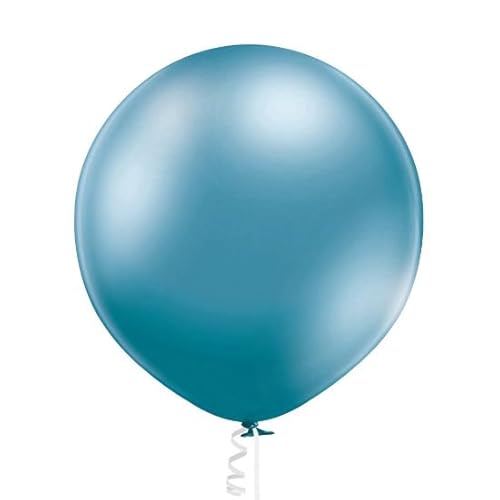 Luftballon XL 60 cm Latex Pastell Chrom Metallic Riesen Ballon Geburtstag Deko Party Bio Latex, Farbe:Blue Chrome von ROB'S BALLOONS