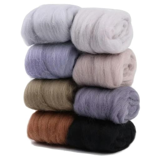 ROCILA 10G DIY Wollroving Nadelfilzen 8 Farben Wollfilzfaser Handgemachtes Material Für Anfänger Nadelfilzen Produktherstellung von ROCILA