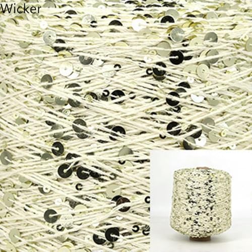 ROCILA 500 g ausgefallenes Baumwollgarn, 6 mm/3 mm, Pailletten, Strickgarn, ideales Partnergarn zum Stricken mit anderem Garn von ROCILA