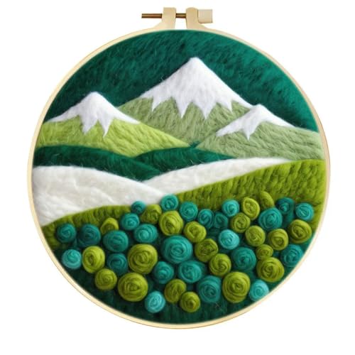 Wollfilz-Malset, Berglandschaft, Nadelfilzset, Wollfilz für Heimhandwerksdekor, DIY-Filznadel, 20 x 20 cm Rahmen von ROCILA