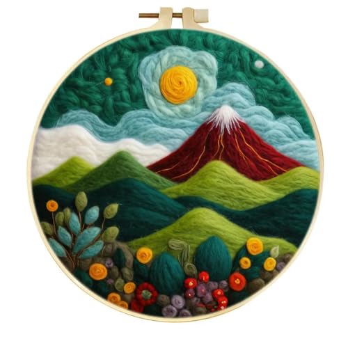 Wollfilz-Malset, Berglandschaft, Nadelfilzset, Wollfilz für Heimhandwerksdekor, DIY-Filznadel, 20 x 20 cm Rahmen von ROCILA