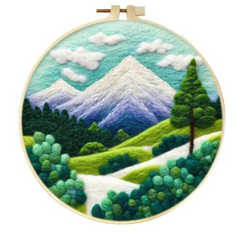 Wollfilz-Malset, Berglandschaft, Nadelfilzset, Wollfilz für Heimhandwerksdekor, DIY-Filznadel, 20 x 20 cm Rahmen von ROCILA