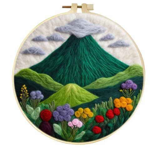 Wollfilz-Malset, Berglandschaft, Nadelfilzset, Wollfilz für Heimhandwerksdekor, DIY-Filznadel, 20 x 20 cm Rahmen von ROCILA