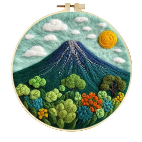 Wollfilz-Malset, Berglandschaft, Nadelfilzset, Wollfilz für Heimhandwerksdekor, DIY-Filznadel, 20 x 20 cm Rahmen von ROCILA