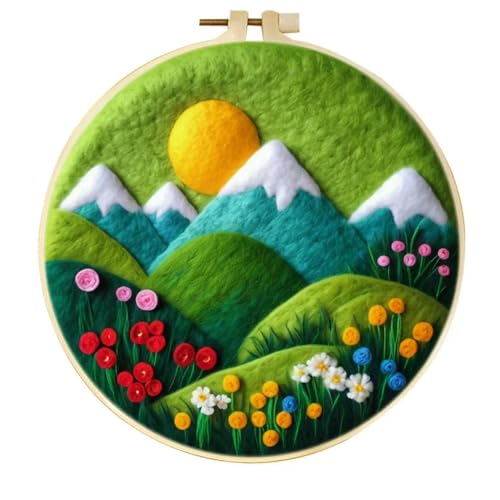 Wollfilz-Malset, Berglandschaft, Nadelfilzset, Wollfilz für Heimhandwerksdekor, DIY-Filznadel, 20 x 20 cm Rahmen von ROCILA