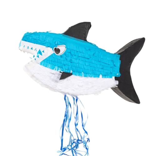 Blaue Hai-Pinata, Zugbänder, Party-Set für Kinder und Erwachsene, 52 cm von ROCKING GIFTS