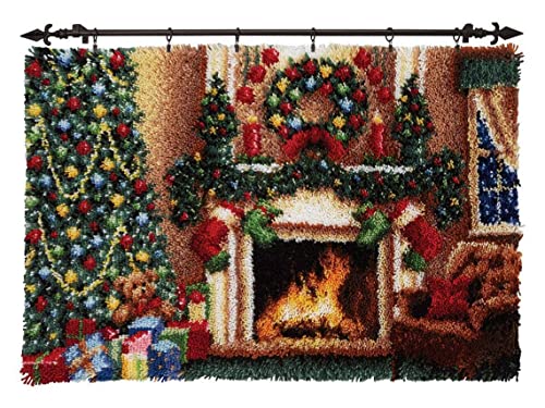 Knüpfhaken Teppich Kit, DIY Teppich Making Kit für Erwachsene Kinder Weihnachten Schrank Teppich Making Kits Kreuzstich Kit Teppichherstellung Kissen Nadelarbeit für Anfänger Heimdekoration 60x42cm von ROCKY&CHAO