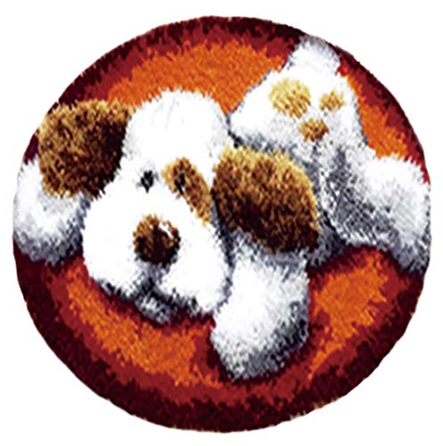 ROCKY&CHAO Hund Knüpfteppich Kreuzstich Stickerei DIY Set 50x50cm Selber Machen Set Latch Hook Kit für Kinder und Erwachsene zum Selber Knüpfen von ROCKY&CHAO