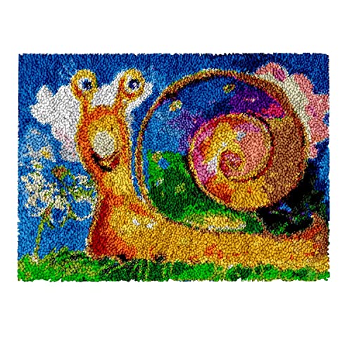 ROCKY&CHAO Knüpfhaken-Teppich-Set DIY-Knüpfhaken Teppichherstellungs-Set für Erwachsene Kinder Kreuzstich-Set Teppichherstellung Heimdekoration 50 x 38 cm（Bunte Schnecke） von ROCKY&CHAO