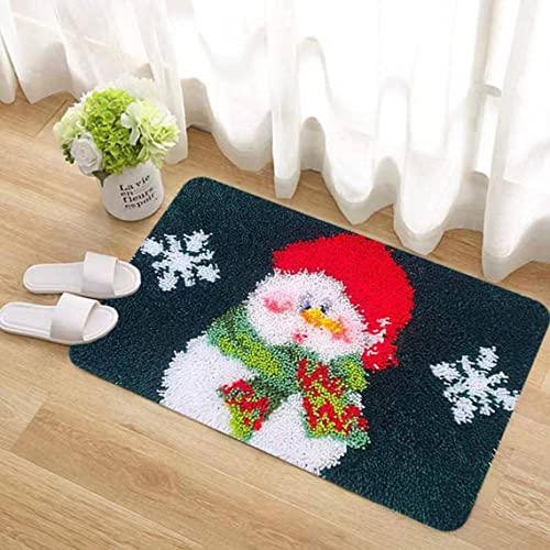 ROCKY&CHAO Knüpfhaken-Teppich-Set DIY-Knüpfhaken Teppichherstellungs-Set für Erwachsene Kinder Kreuzstich-Set Teppichherstellung Heimdekoration 50 x 38 cm （Weihnachtsschneemann） von ROCKY&CHAO