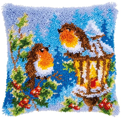 ROCKY&CHAO Knüpfteppich Zum Selber Knüpf-Sets mit Kissen knüpfen-Set 43x43cm Kissenbezug-Set für Erwachsene und Kinder Latch Hook Kit Heimaccessoire（Eisvogel） von ROCKY&CHAO