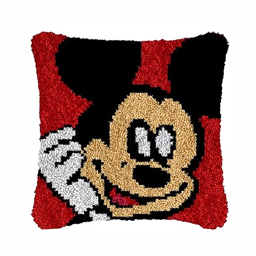 ROCKY&CHAO Knüpfteppich Zum Selber Knüpf-Sets mit Kissen knüpfen-Set 43x43cm Kissenbezug-Set für Erwachsene und Kinder Latch Hook Kit Heimaccessoire（Komm Schon Mickey） von ROCKY&CHAO