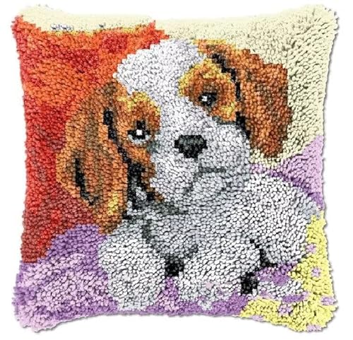 ROCKY&CHAO Knüpfteppich Zum Selber Knüpf-Sets mit Kissen knüpfen-Set 43x43cm Kissenbezug-Set für Erwachsene und Kinder Latch Hook Kit Heimaccessoire（Papillon） von ROCKY&CHAO