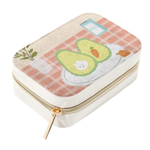 RODAILYCAY Kleine Schmuckschatulle, leckerer Avocado, tragbar, mit herausnehmbaren Fächern, Reise-Organizer-Etui für Halsketten, Ringe, Ohrringe, Armbänder von RODAILYCAY