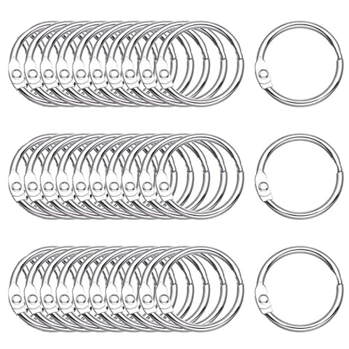 Binderinge, 30 Stück, 25 mm, lose Blätter, Ringe für Karteikarten, Büro, Schule, Zuhause, Papiere, Schlüsselanhänger und Duschvorhang Schulanfang (30 Stück) von RODMAIE