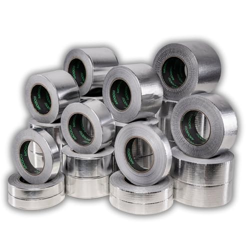 RODOPI Alu Klebeband 25mm 50mm 75mm 100mm Hitzebeständiges Klebeband 50m Aluminium Klebeband Gewebe verstärkt Aluband wasserfest Alu Dichtband extra stark von RODOPI