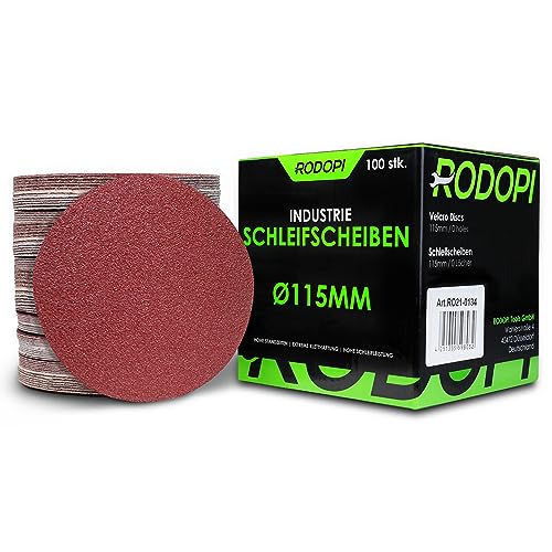 RODOPI Klett Schleifscheiben 115mm RedDevil Körnung 40-320 Schleifpapier für Exzenterschleifer ungelocht Zirkonium Korund Schleifpads rund Klettscheibe - 100 Stück K120 von RODOPI