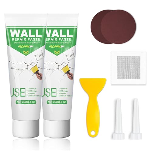 ROFPM Professionelles Wandreparaturmittel, White Wall Repair Paste, Wandverkleidung Agent mit Wandkratzer und Düse Extender, Füllstoff für Wände, Für Wand- und Deckenflächen im Innen- & Außenbereich von ROFPM