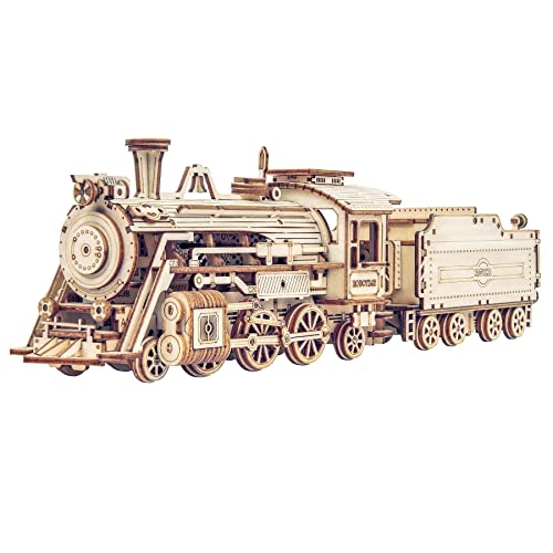 ROKR 3D Puzzle Express Dampflokomotive Holzpuzzle Modellbau - lokomotive Holzbausatz - Weihnachten Geburtstagsgeschenk für Jugendliche und Erwachsene (Prime Steam Express) von ROKR