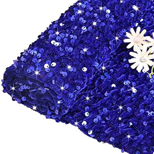 ROMANKAS Blauer Paillettenstoff von The Yard, 2 Meter, glitzernde Pailletten, handgefertigte Pailletten-Sequenz-Material für Tischdecke, Pailletten-Stretch-Stoff von The Yard für Party von ROMANKAS