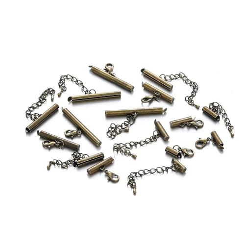 ROMDANTY 10 Sets/Lot 10–40 mm Karabinerverschlüsse, Schlüsselanhänger, Armband-Endverbinder, Schiebeverschluss, Verlängerungskette für DIY-Schmuck von ROMDANTY