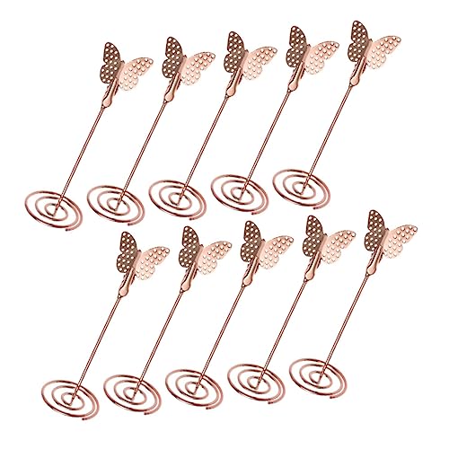 10st Hochzeitssitzhalter Sauberer Tischschildhalter Fotohalter Aus Draht Für Bilder Tischnummer Steht Ticketspitze Tischkarte Kartenhalter Stehen Haltertisch Rose Gold Metall ROMISBABA von ROMISBABA