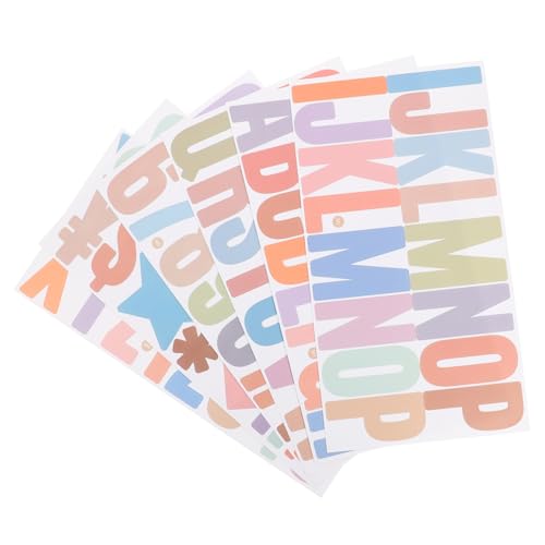 6 Blätter Buchstabenaufkleber Strassaufkleber Etikett Kraftanhänger buchstaben aufkleber buchstaben sticker zwischen Zahlenaufkleber für Scrapbook Alphabet-Zahlenaufkleber Papier ROMISBABA von ROMISBABA