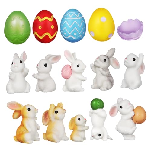 ROMISBABA 1 Satz Osterpuppe Zwerge kleine Statuen kleines weißes Kaninchen Mini-Kaninchen Süßer Hase Osterhasen Figuren Süße Hasen Figuren frühlingsdeko Miniaturtiere Hasen Dekorationen Harz von ROMISBABA