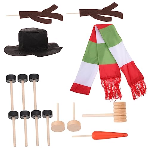 ROMISBABA 1 Satz Schneemann-Anziehset Schneemann-Augen Schneemann-Gebäude-Kleid Weihnachten winterdeko Dekoration Winter weihnachtsrequisiten verkleiden Schneemann Verkleidet Requisiten Holz von ROMISBABA